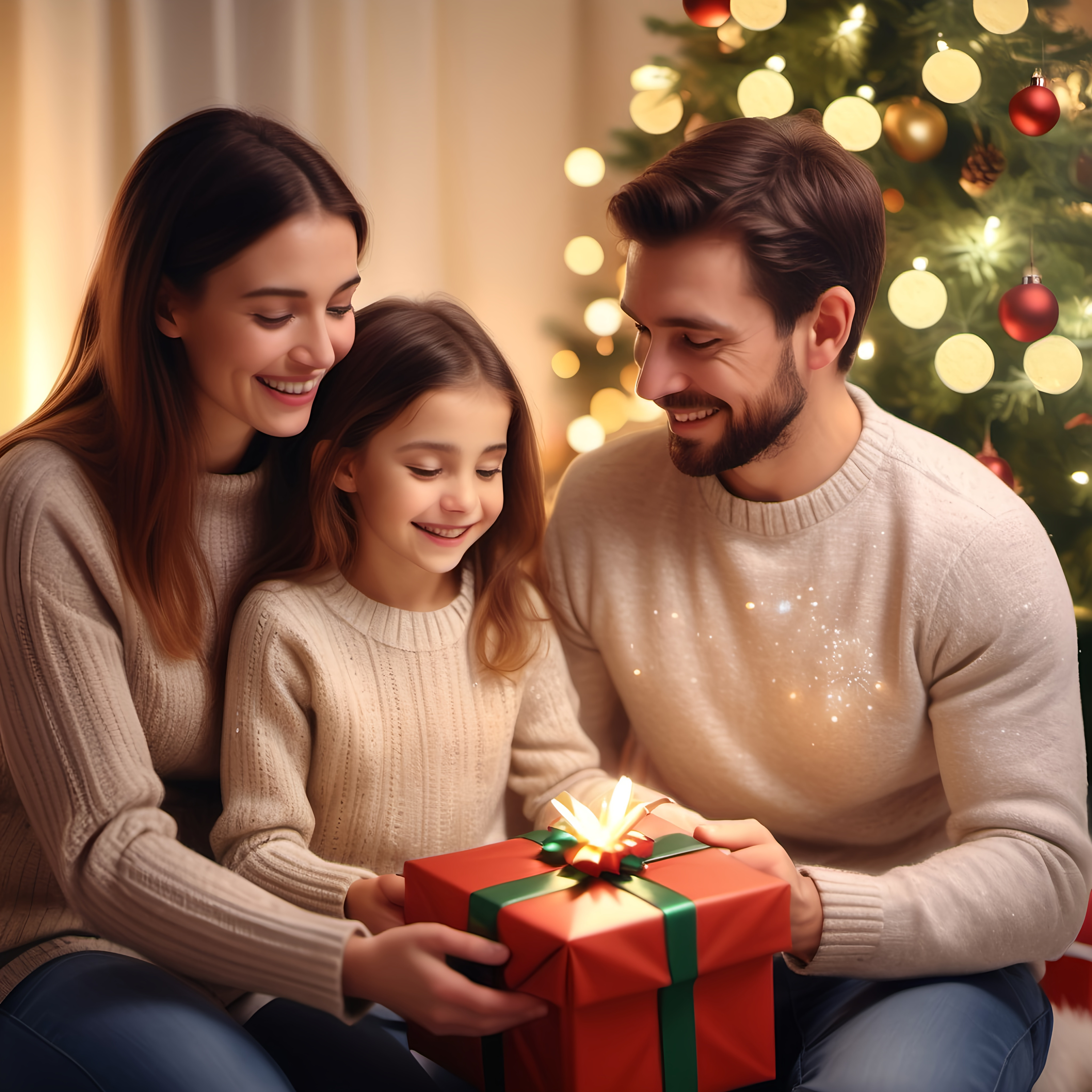 Happy parents giving their child the perfect Christmas gift